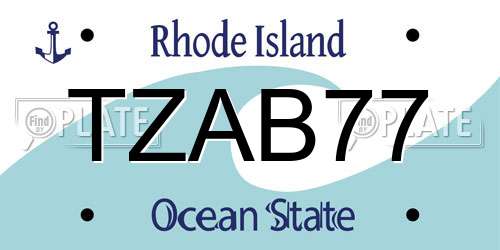 TZAB77 Rhode Island License Plate