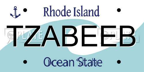 TZABEEB Rhode Island License Plate