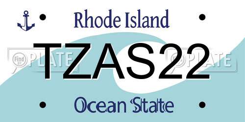 TZAS22 Rhode Island License Plate