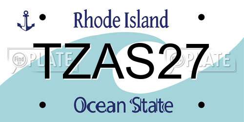 TZAS27 Rhode Island License Plate