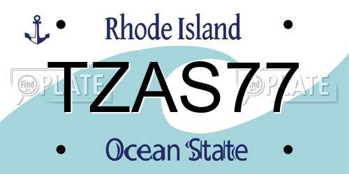 TZAS77 Rhode Island License Plate