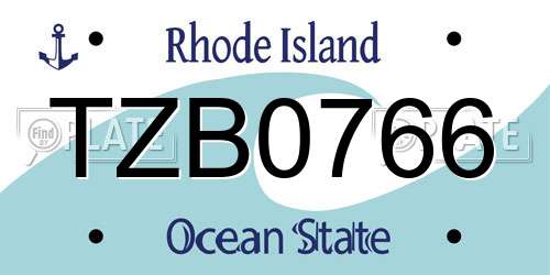 TZB0766 Rhode Island License Plate