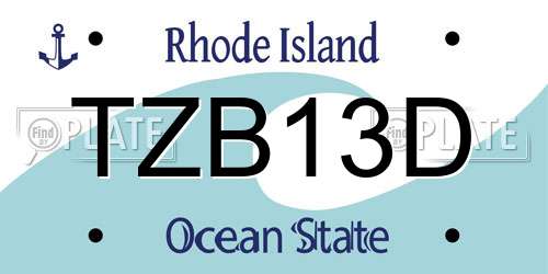 TZB13D Rhode Island License Plate