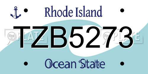 TZB5273 Rhode Island License Plate