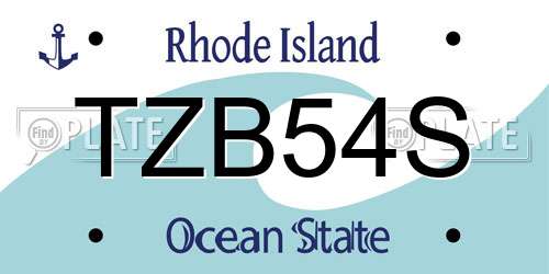 TZB54S Rhode Island License Plate