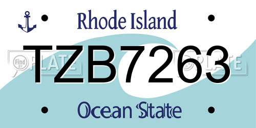 TZB7263 Rhode Island License Plate