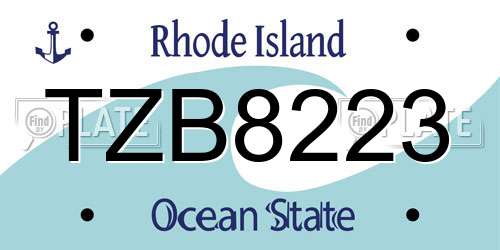 TZB8223 Rhode Island License Plate