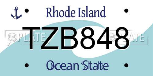 TZB848 Rhode Island License Plate