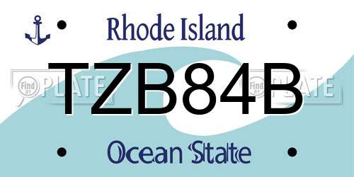 TZB84B Rhode Island License Plate