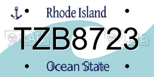 TZB8723 Rhode Island License Plate