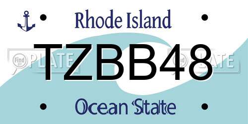 TZBB48 Rhode Island License Plate