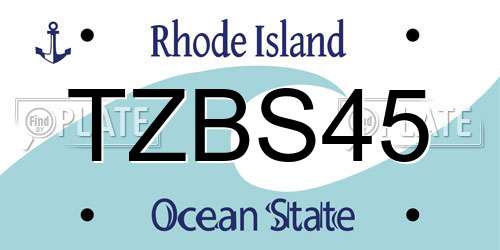 TZBS45 Rhode Island License Plate