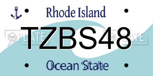 TZBS48 Rhode Island License Plate