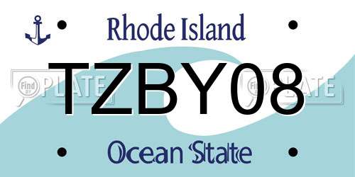 TZBY08 Rhode Island License Plate