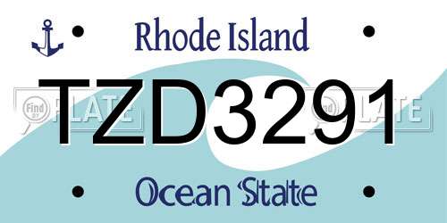 TZD3291 Rhode Island License Plate