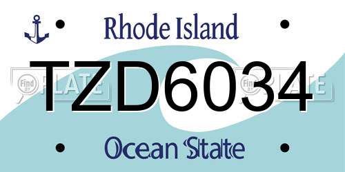 TZD6034 Rhode Island License Plate