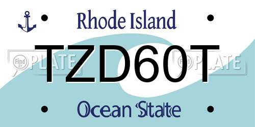 TZD60T Rhode Island License Plate