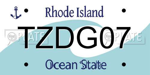 TZDG07 Rhode Island License Plate