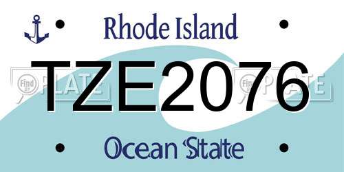 TZE2076 Rhode Island License Plate