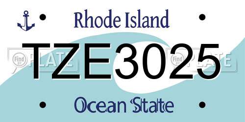 TZE3025 Rhode Island License Plate