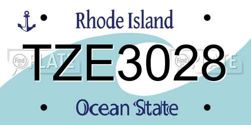 TZE3028 Rhode Island License Plate