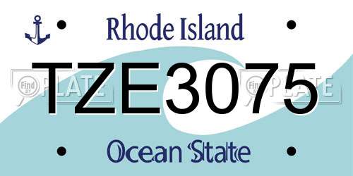 TZE3075 Rhode Island License Plate