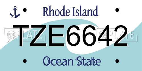 TZE6642 Rhode Island License Plate