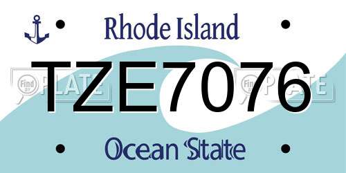 TZE7076 Rhode Island License Plate