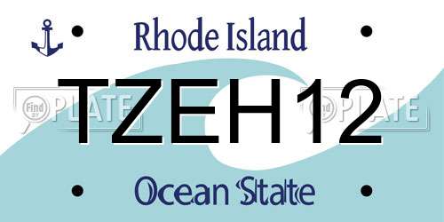 TZEH12 Rhode Island License Plate
