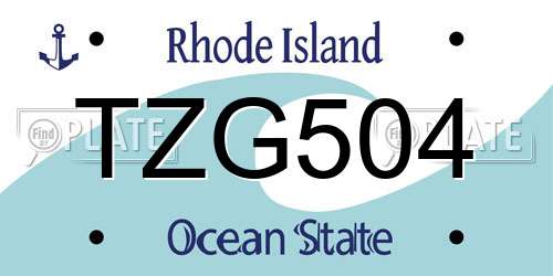 TZG504 Rhode Island License Plate