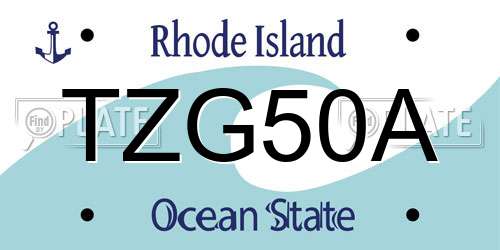 TZG50A Rhode Island License Plate