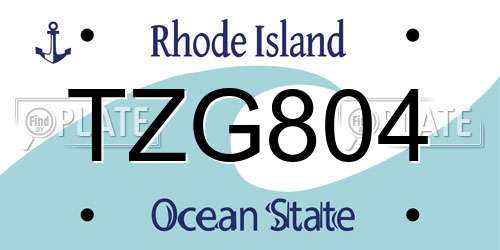 TZG804 Rhode Island License Plate