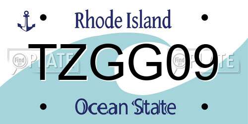 TZGG09 Rhode Island License Plate