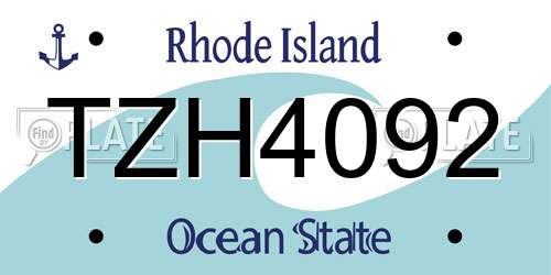 TZH4092 Rhode Island License Plate