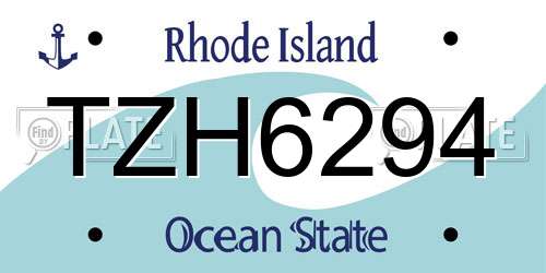 TZH6294 Rhode Island License Plate