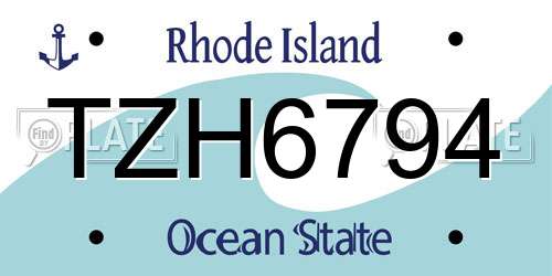 TZH6794 Rhode Island License Plate