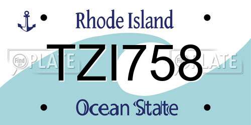 TZI758 Rhode Island License Plate