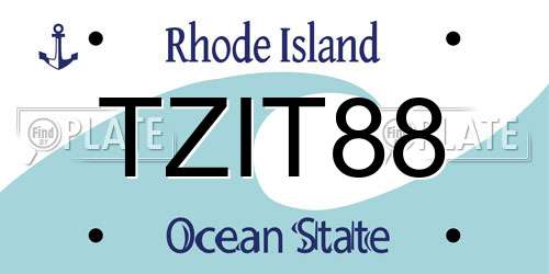 TZIT88 Rhode Island License Plate
