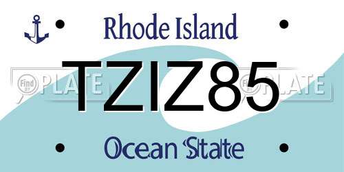 TZIZ85 Rhode Island License Plate