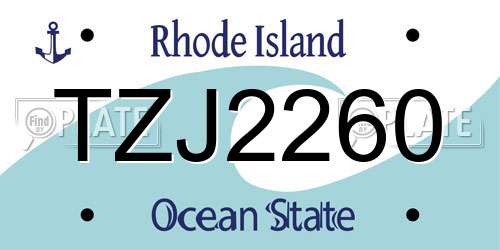 TZJ2260 Rhode Island License Plate