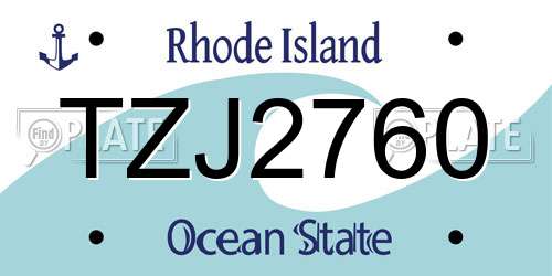 TZJ2760 Rhode Island License Plate
