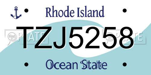 TZJ5258 Rhode Island License Plate