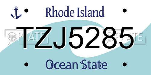 TZJ5285 Rhode Island License Plate