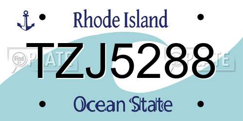 TZJ5288 Rhode Island License Plate