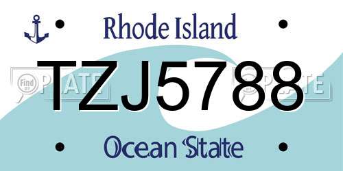 TZJ5788 Rhode Island License Plate