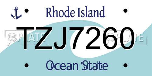 TZJ7260 Rhode Island License Plate