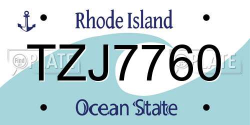 TZJ7760 Rhode Island License Plate