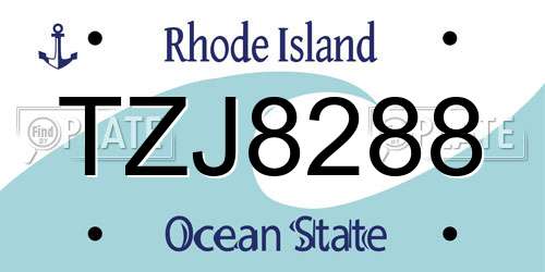 TZJ8288 Rhode Island License Plate