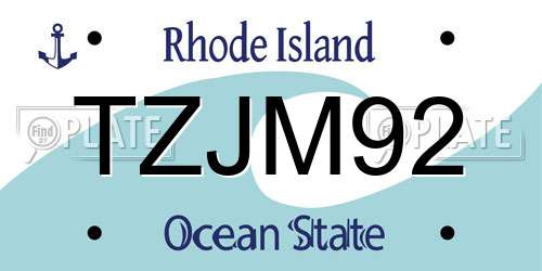 TZJM92 Rhode Island License Plate