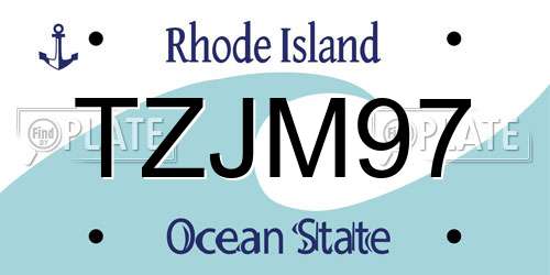 TZJM97 Rhode Island License Plate